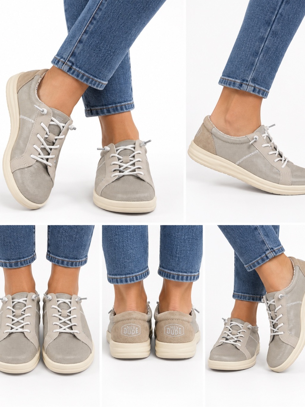 Hey Dude Women’s  Canvas Sneakers - Taupe with White Laces size 9